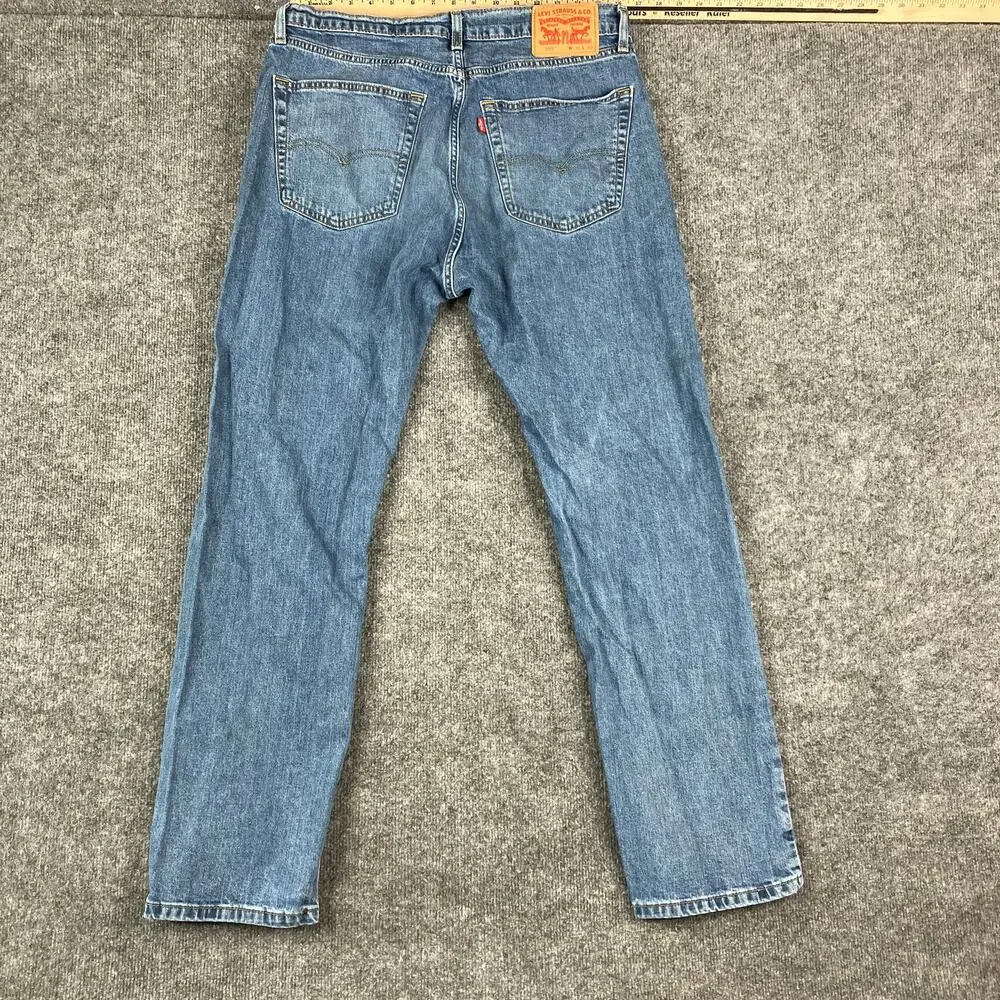 Levi's 505 Jeans Mens 36x32 Blue‎ Straight Fit Stretch Distressed Workwear Worn